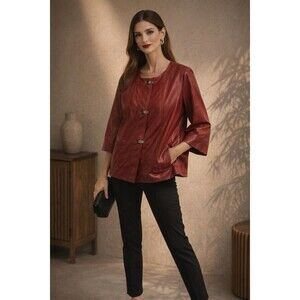 Ruby Rd Women’s Crocodile Print Faux Leather Jacket Sz 18 Bold Sculptural